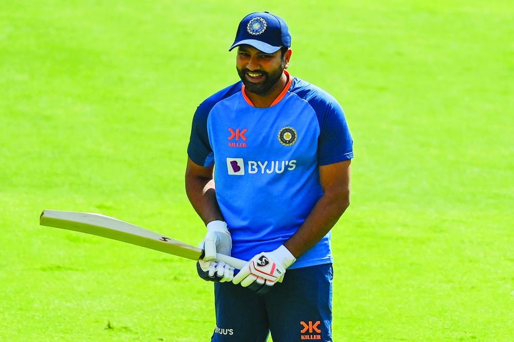 India's captain Rohit Sharma attends a training session at the Modi stadium in Ahmedabad ahead of their fourth and final Test against Australia. (AFP)