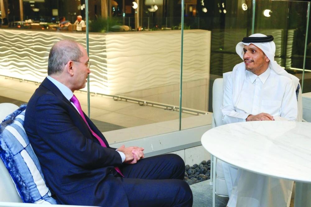 HE the Prime Minister and Minister of Foreign Affairs Sheikh Mohammed bin Abdulrahman bin Jassim al-Thani, Saturday met visiting Jordan's Deputy Prime Minister and Minister of Foreign Affairs and Expatriates, Dr Ayman Al-Safadi.