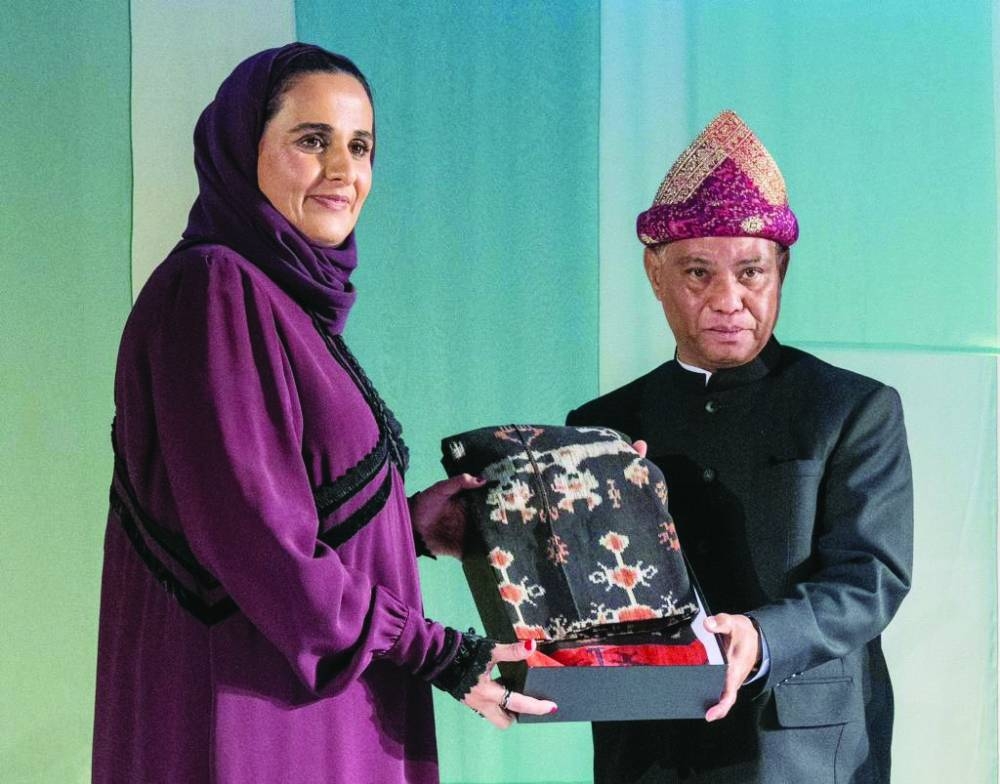 HE Sheikha Al Mayassa bint Hamad bin Khalifa al-Thani and Indonesian ambassador Ridwan Hassan at the opening of the Qatar – Indonesia Year of Culture 2023 Sunday at MIA. PICTURE Qatar Museums