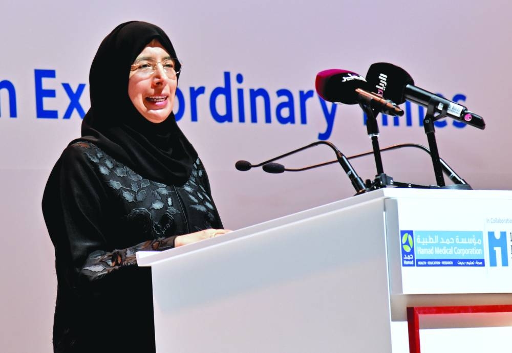 HE Dr Hanan Mohamed al-Kuwari speaking at the event. PICTURE: Thajudheen