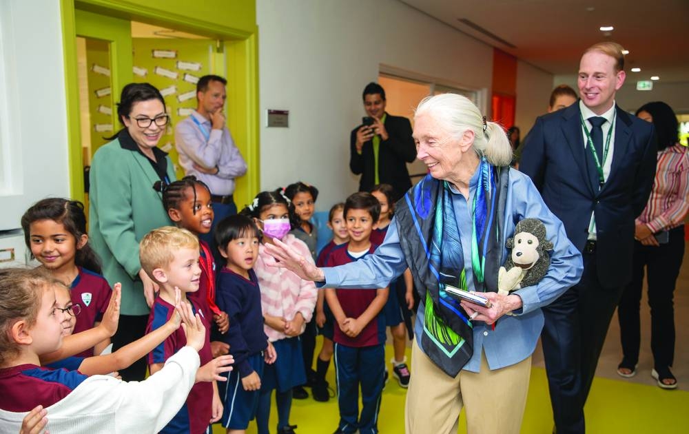 Dr Jane Goodall during her visit to the school.