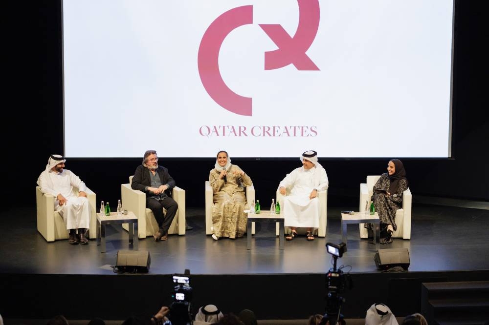 HE Sheikha Al Mayassa bint Hamad bin Khalifa al-Thani and other engaged in a discussion. Supplied picture