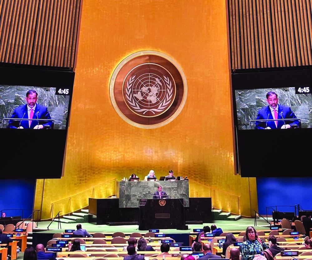 HE Sheikh Dr Faleh bin Nasser bin Ahmed bin Ali al-Thani delivering his speech.