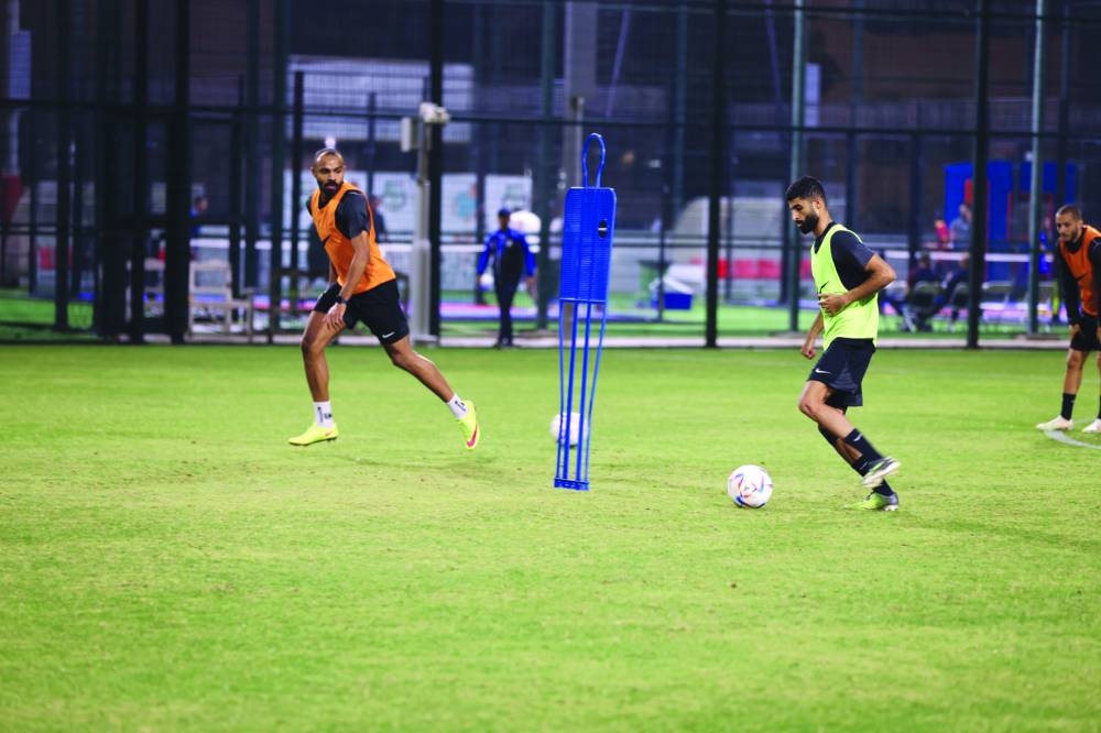 Al Ahli players during training on Wednesday.