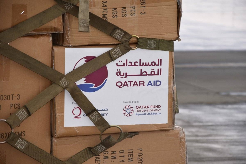 Provided by Qatar Charity and the Qatar Red Crescent Society, the aid includes about 60 tons of educational materials intended for the education sector, as well as humanitarian and food aid.