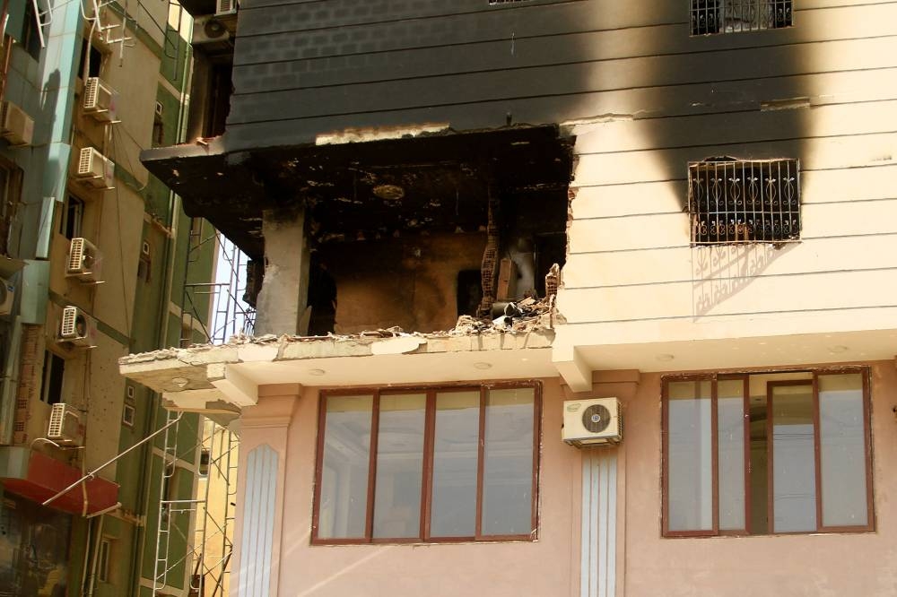 A building damaged during battles between the forces of two rival Sudanese generals in the southern part of Khartoum. AFP