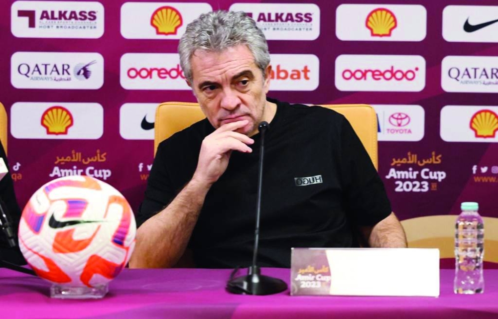 Al Sadd coach Juan Manuel Lillo ‘Juanma’ address the media on Sunday on the eve of their Amir Cup semi-final.