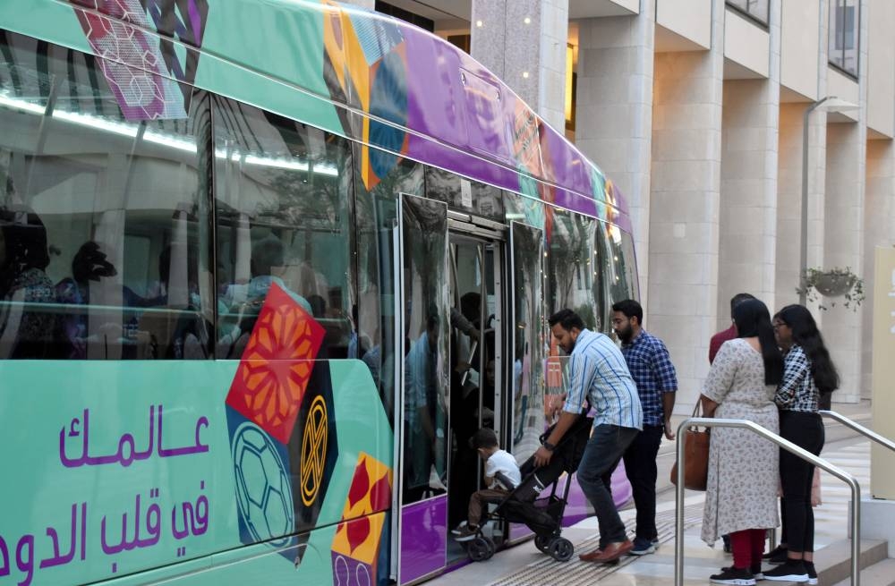 Msheireb visitors roam around Msheireb by tram.  PICTURE: Thajudeen