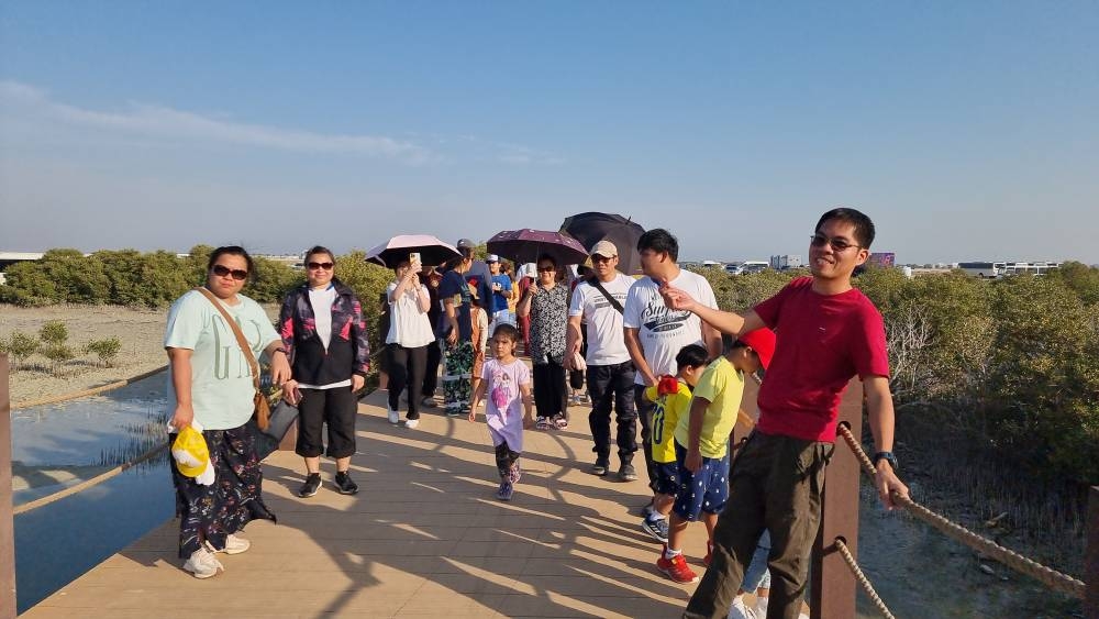 Fergie (right) and Chaine (left), along with friends, at Purple Island during the Eid holiday. PICTURE: Joey Aguilar