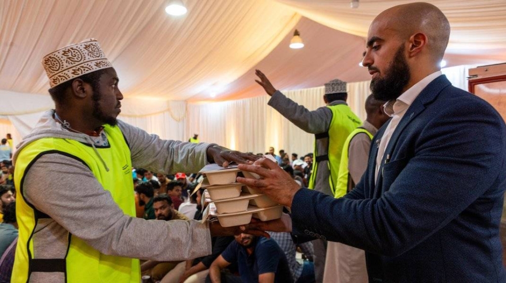 Food packages are distributed.