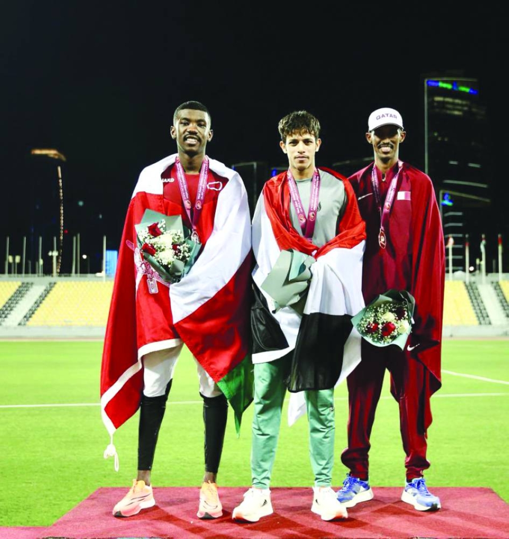 Qatar’s Mubarak Rabi Mehmood (right) claimed bronze medal in men’s 800m during the   West Asia Athletics Championship at Suheim Bin Hamad Stadium on Thursday.