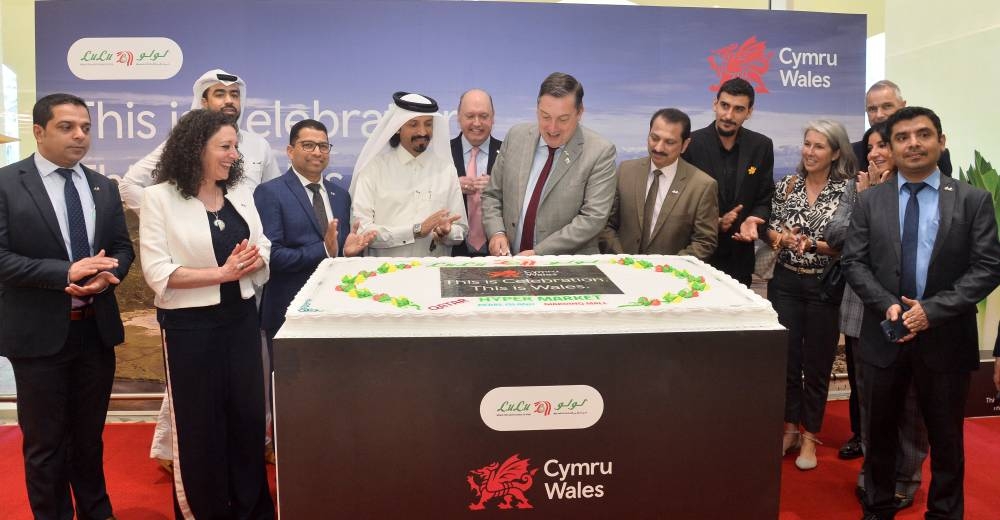 The cake-cutting ceremony to inaugurate the 'This is Wales' festival. PICTURE: Shaji Kayamkulam