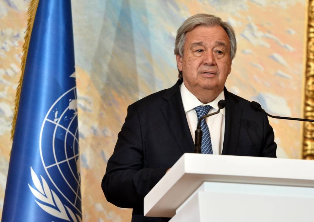 United Nations Secretary General António Guterres attending the Press Stakeout following the meeting of Special envoys on Afghanistan. PICTURE: Shaji Kayamkulam