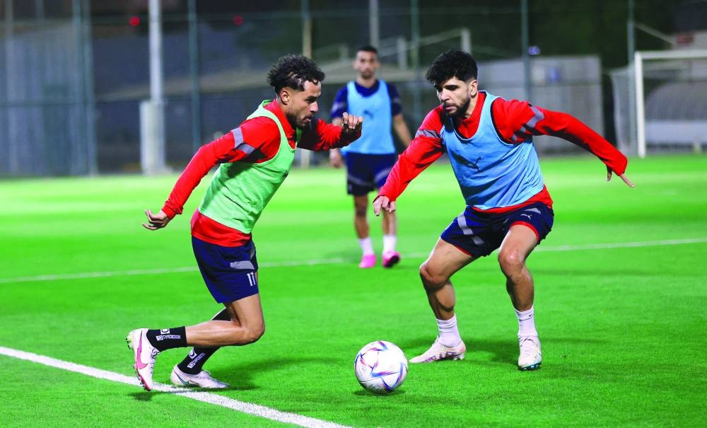 Al Duhail players at a training session on Wednesday.