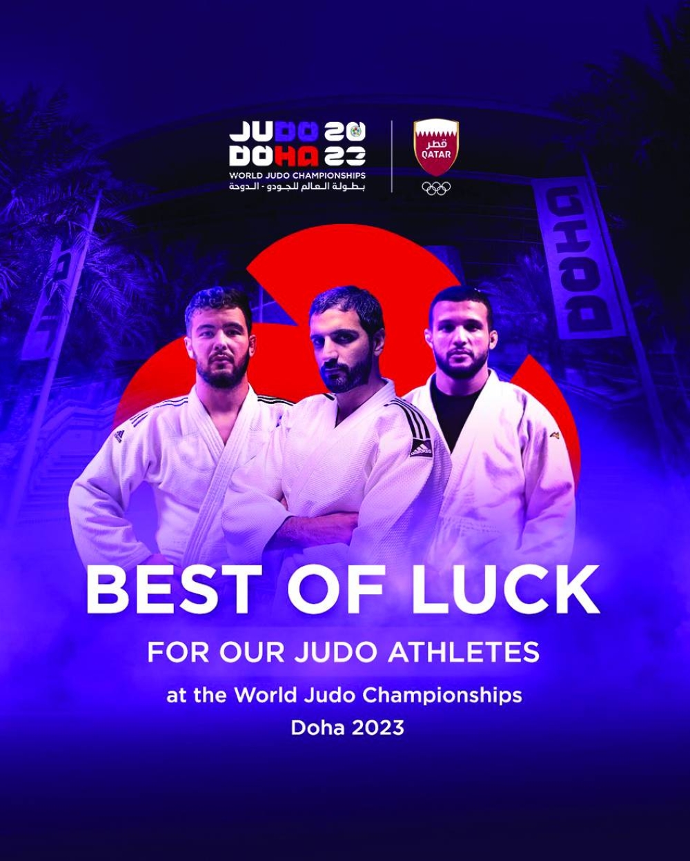 
Qatari judokas Khalil, Mohamed Rebahi and Reda al-Marri who will take part in the World Judo Championships. 