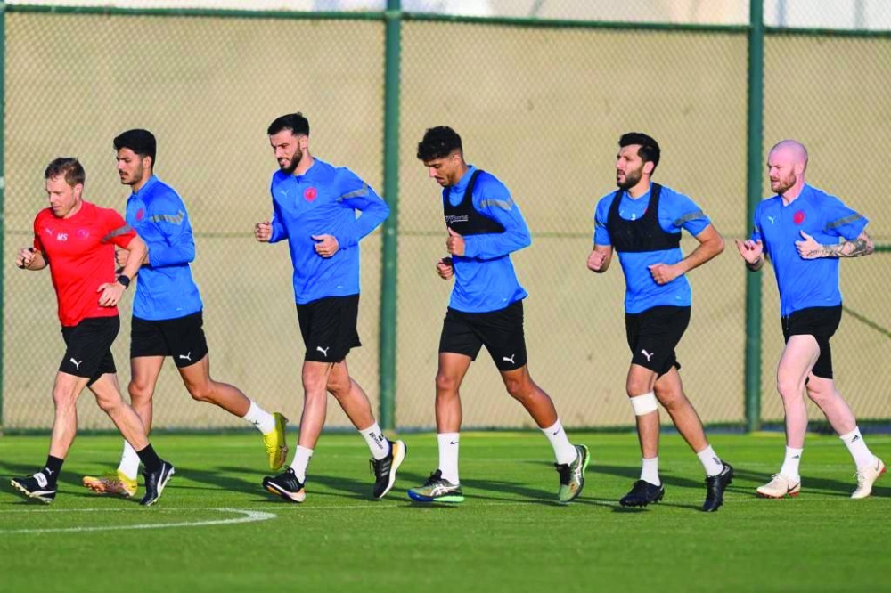 Al Arabi players seen during separate training sessions ahead of today’s final round of QNB Stars League matches.
