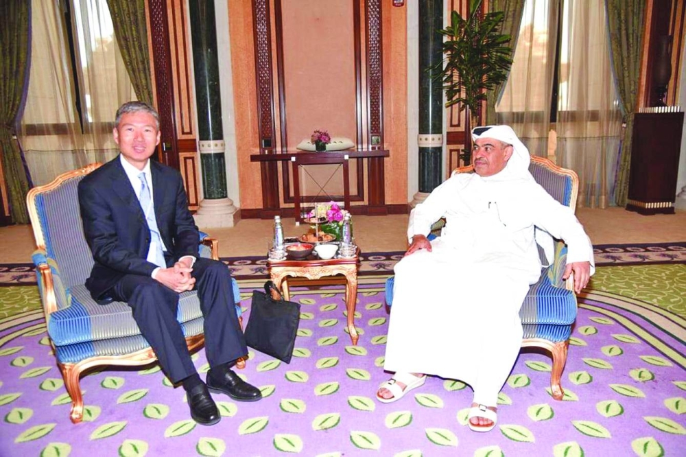 HE al-Kuwari with Janjing Wang, CEO of the Multilateral Co-operation Centre for Development Financing.
