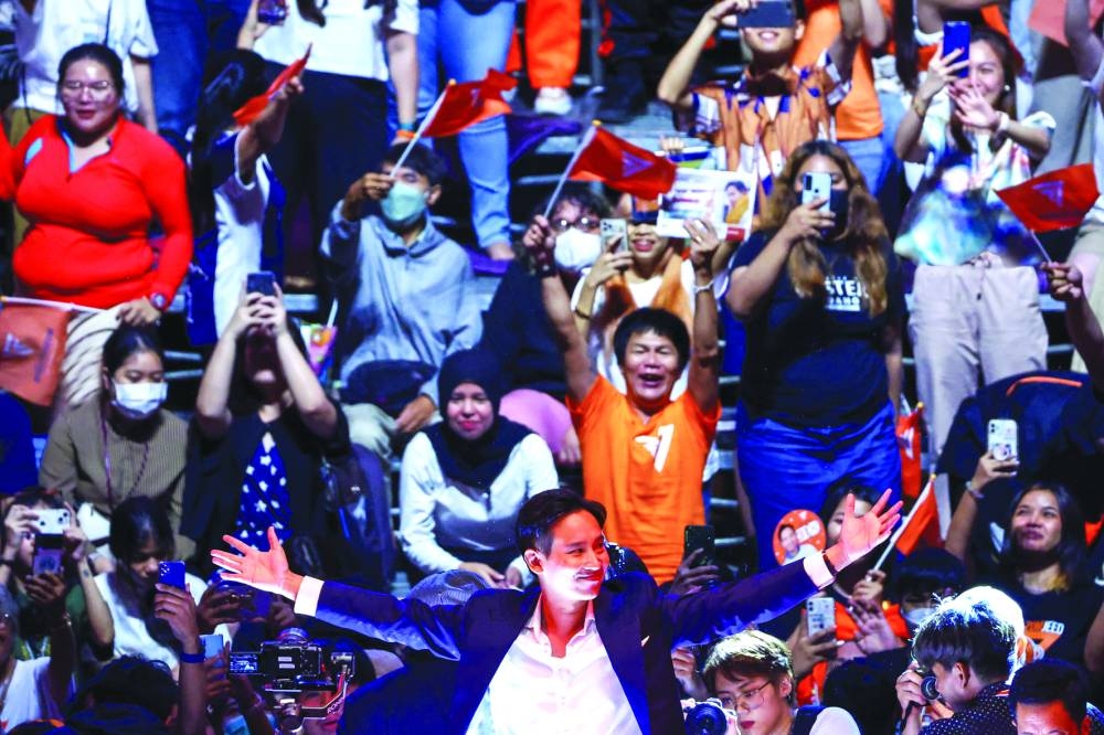 
Pita Limjaroenrat, Move Forward Party’s leader and prime ministerial candidate, attends a major rally event ahead of the upcoming general election, in Bangkok. 