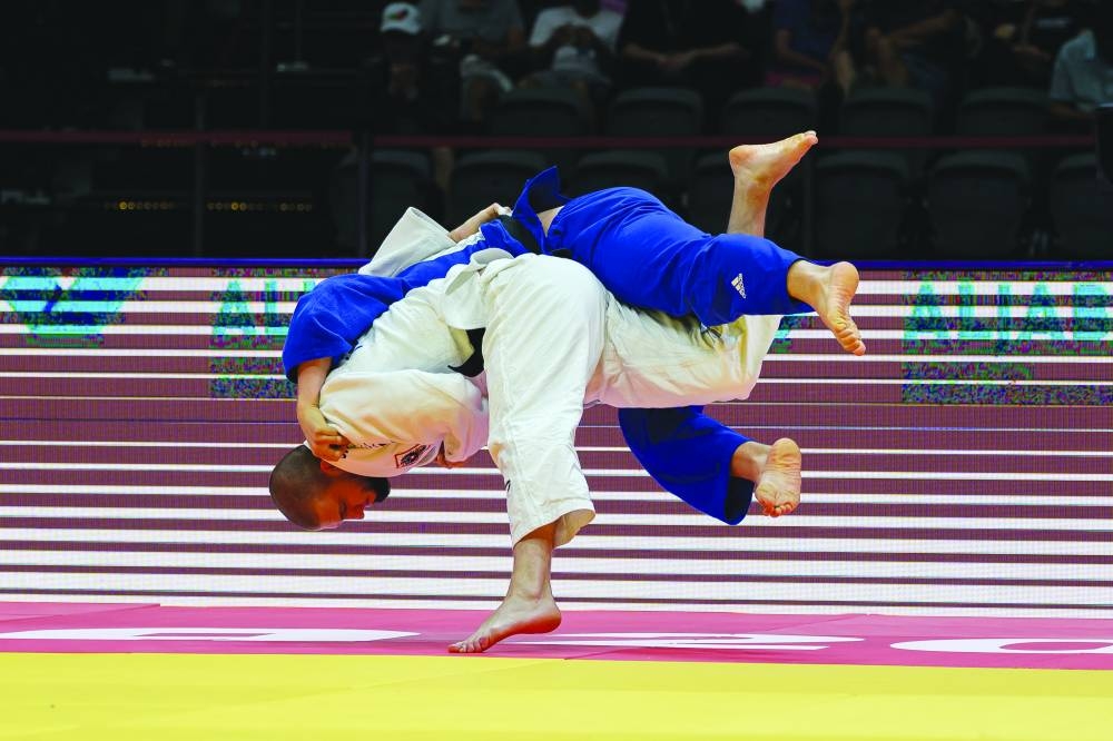 Judokas in action at the Ali Bin Hamad Al Attiyah Arena on Friday.