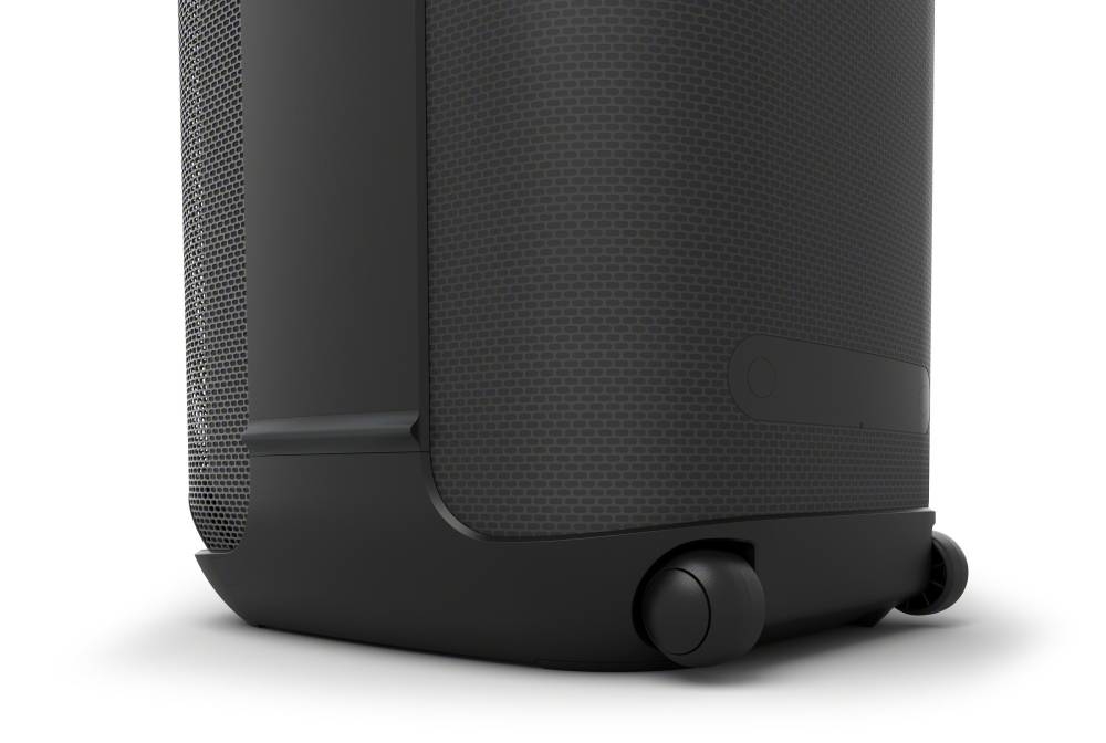 Built-in wheels and handle on the SRS-XV800 let you roll all the way to the party.