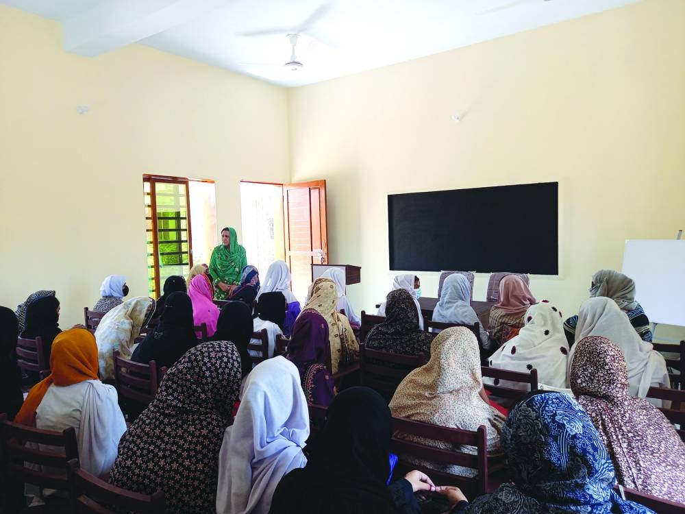 Inside one of the model classrooms.