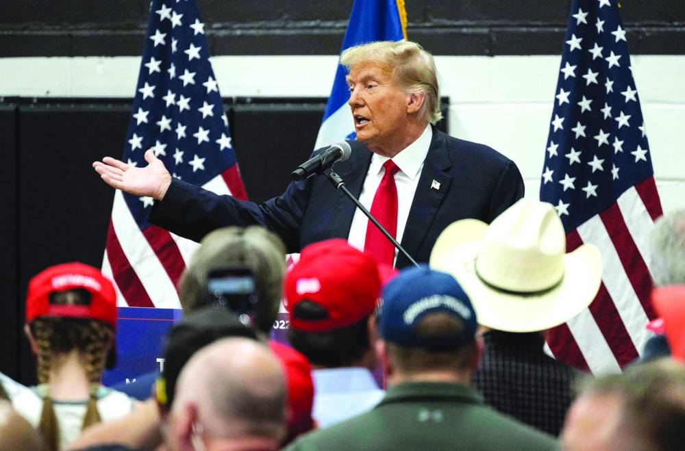 
Trump at a Team Trump Volunteer Leadership Training at the Grimes Community Centre in Grimes, Iowa, on Thursday. 