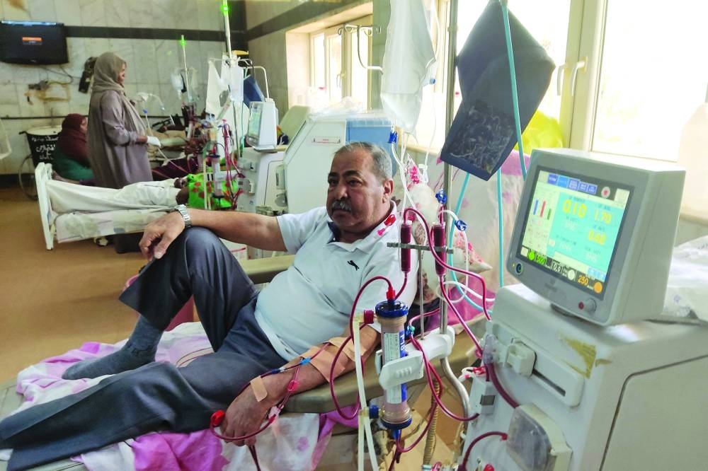 
A Sudanese patient suffering from kidney failure, undergoes a 
dialysis treatment at the Soba Hospital in southern Khartoum, yesterday. 