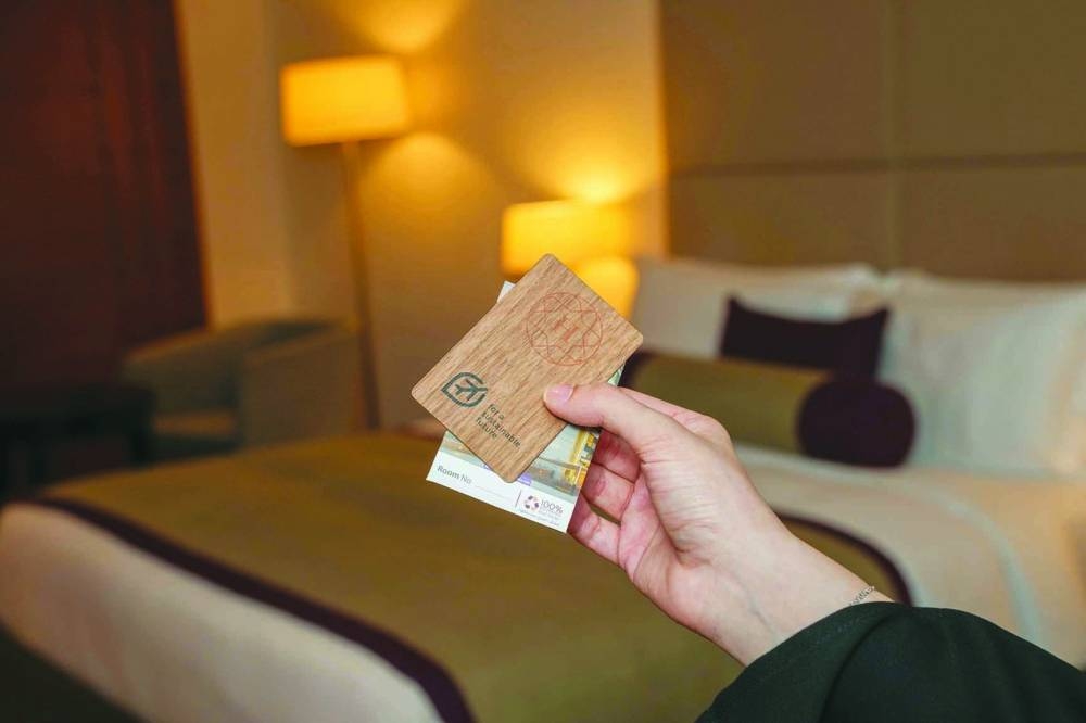 HIA's Oryx Airport Hotel key cards are made of bamboo.