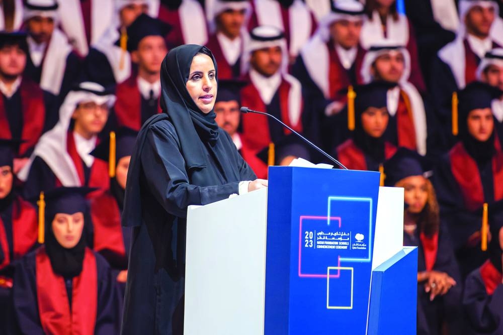 Abeer al-Khalifa addressing the gathering.