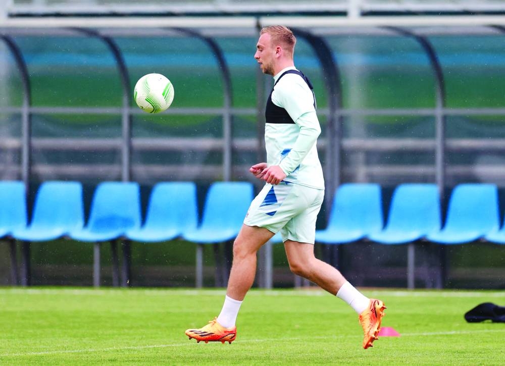 West Ham United's Jarred Bowen during training. (Reuters)