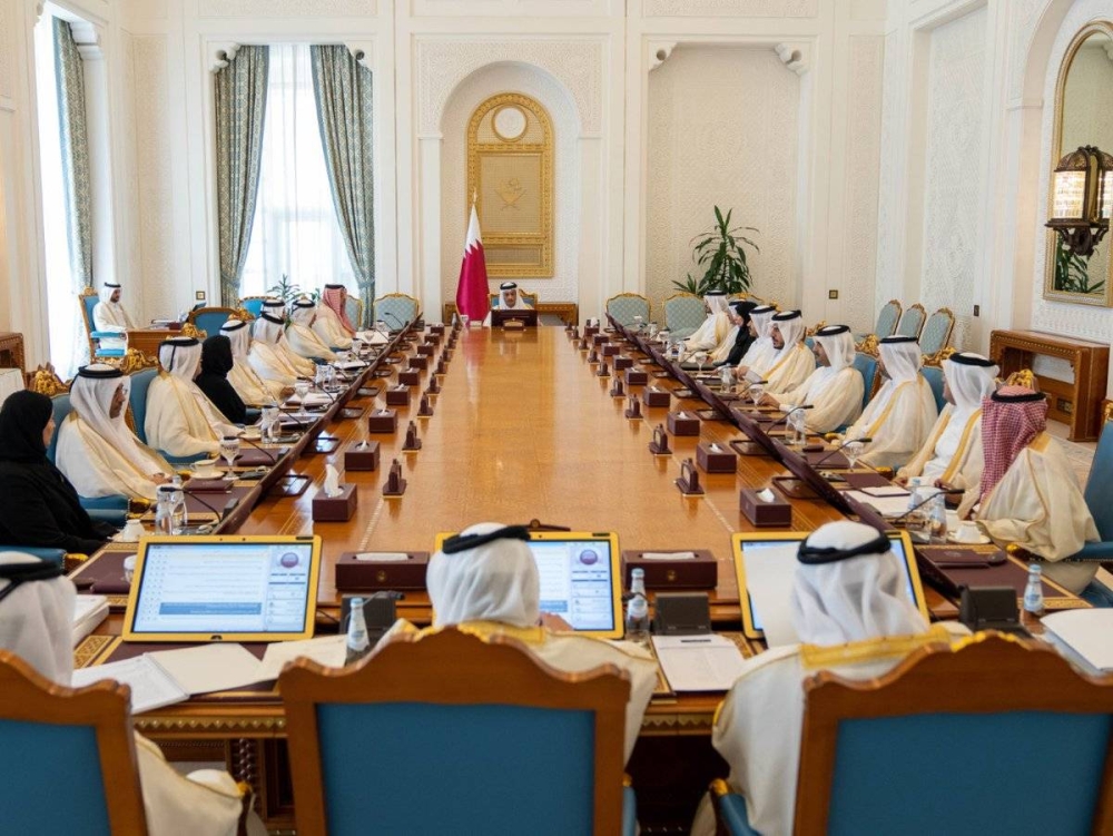 HE the Prime Minister and Minister of Foreign Affairs Sheikh Mohammed bin Abdulrahman bin Jassim Al-Thani chairs the Cabinet's regular meeting at its seat at the Amiri Diwan.