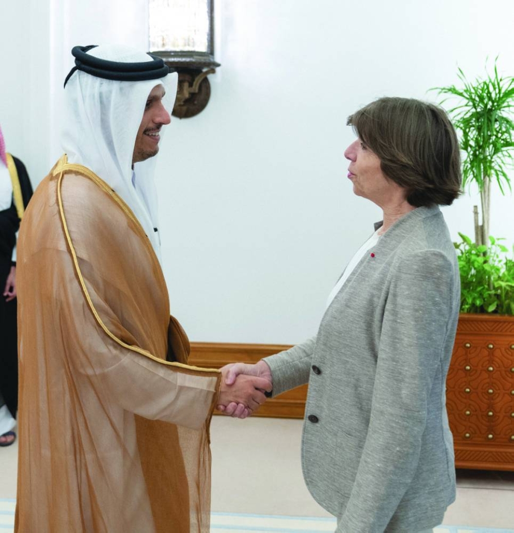 HE Sheikh Mohamed with Minister Colonna.