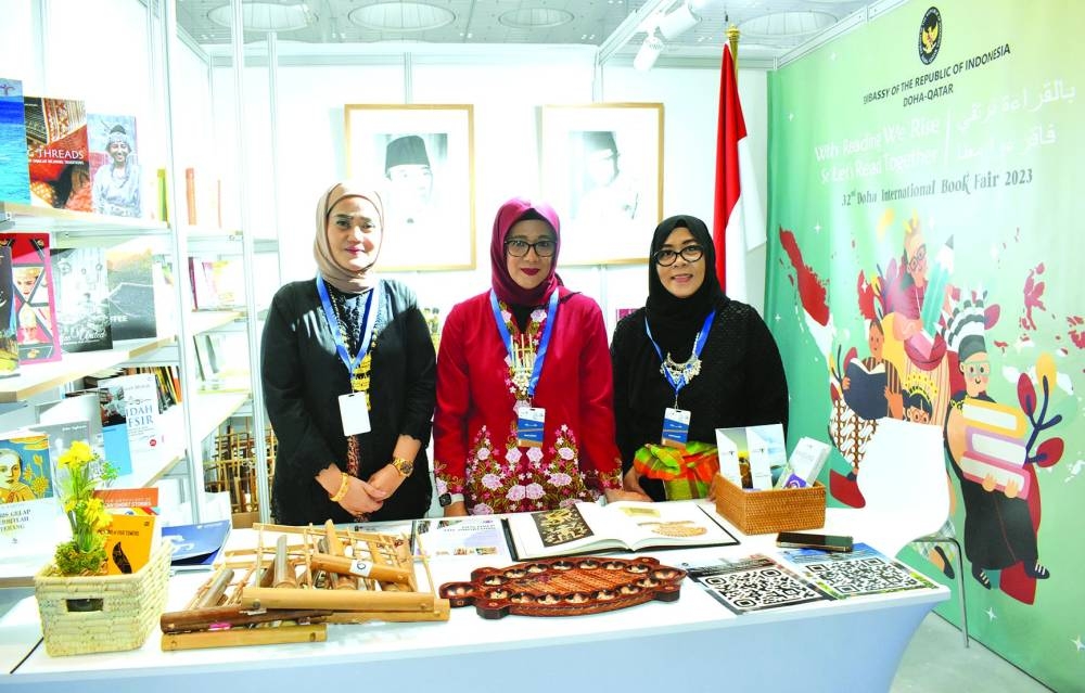 The Indonesian embassy booth at the book fair showcases literary works from the Indonesian diaspora. PICTURE: Thajudheen