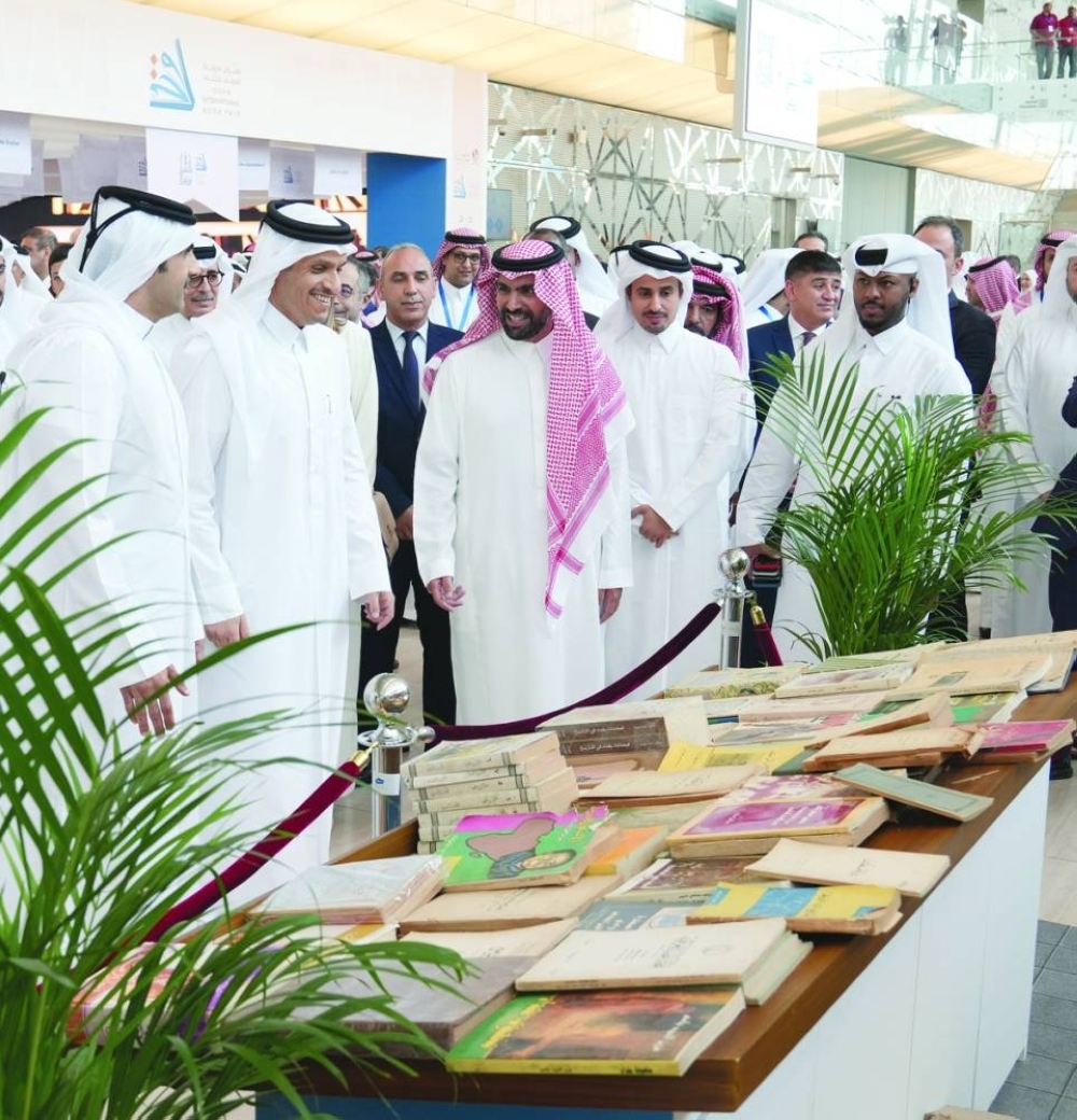 HE the Prime Minister And Minister Of Foreign Affairs Sheikh Mohamed Bin Abdulrahman Bin Jassim Al-Thani and other dignitaries at the inauguration of DIBF 2023 Monday.