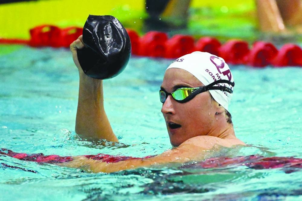 Cameron McEvoy of Australia reacts after winning the 50m freestyle swimming final during the 2023 Australian World Championship 
Trials in Melbourne on Sunday. (AFP)