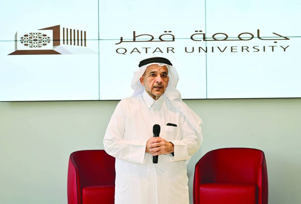 Dr Omar al-Ansari addresses the gathering.