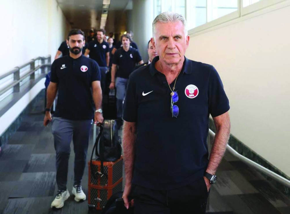 Qatar's Portuguese coach Carlos Quieroz and his players arrive in Houston.