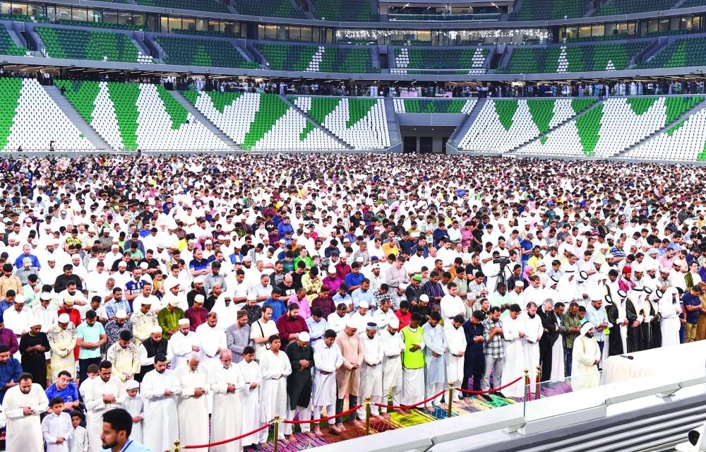Thousands Of People From Across The County Converged For Eid Al-Adha Prayers Wednesday At Qatar Foundation's Education City Stadium, A FIFA World Cup Qatar 2022 Venue. PICTURES: Noushad Thekkayil.