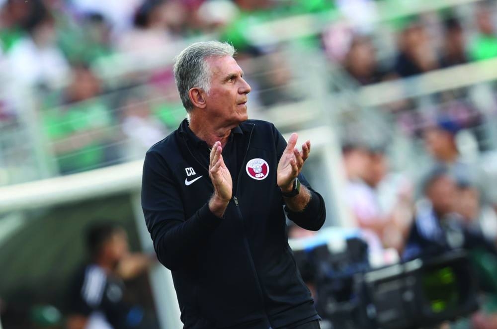 
Qatar coach Carlos Queiroz reacts during Gold Cup Group ‘B’ match against Mexico. 