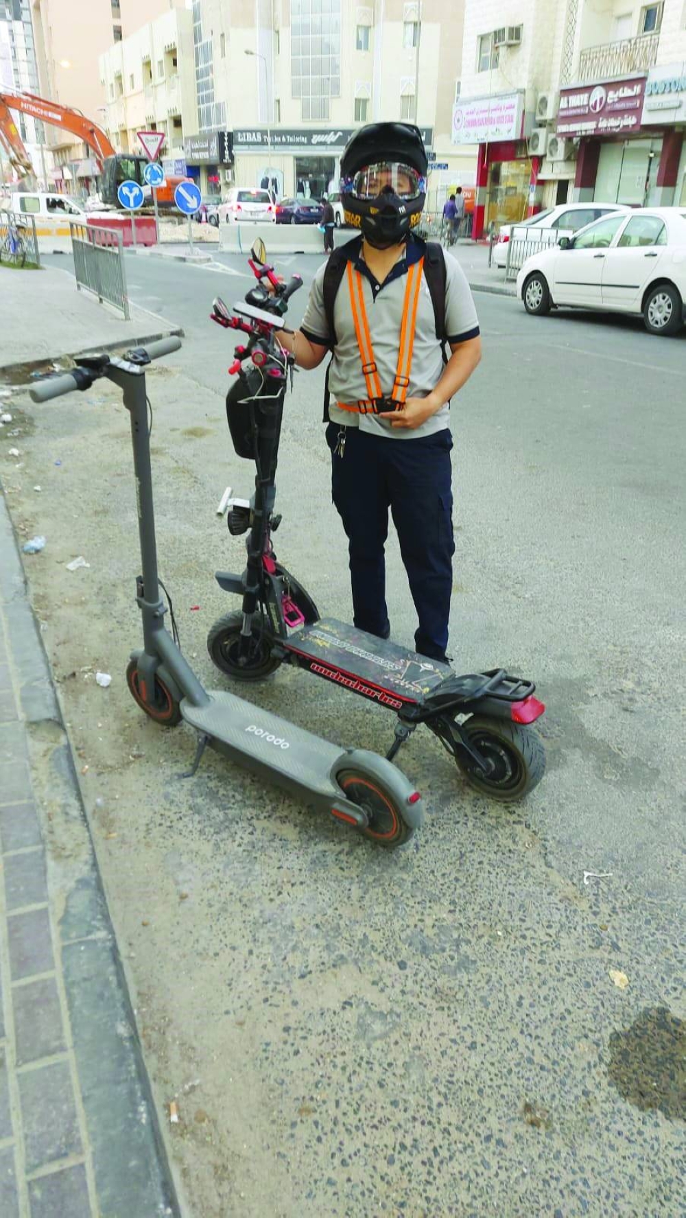  Al Capones rides his e-scooter in proper safety gear  while going to work (supplied picture).