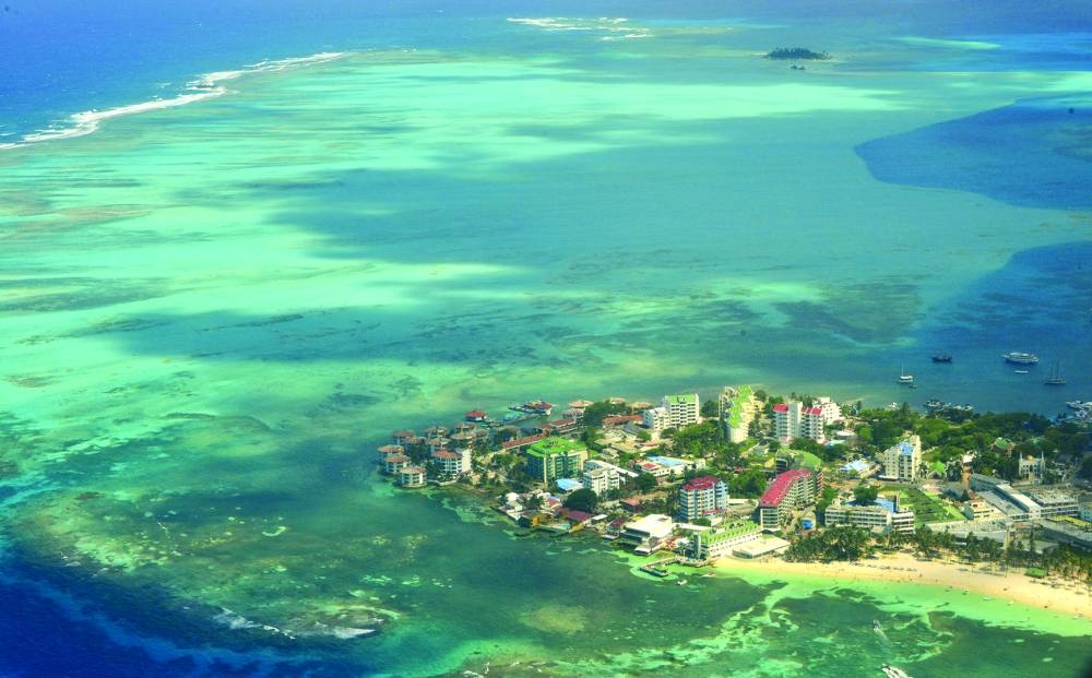 Aerial view of San Andres Island, Colombia, taken on September 5, 2013. 