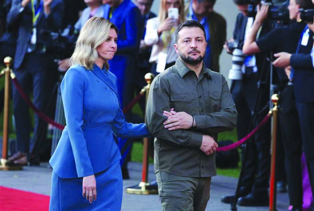Ukrainian President Volodymyr Zelensky with his wife Olena Zelenska attend a dinner hosted by the Lithuanian president at the Nato summit in Vilnius last Tuesday. (Reuters) 