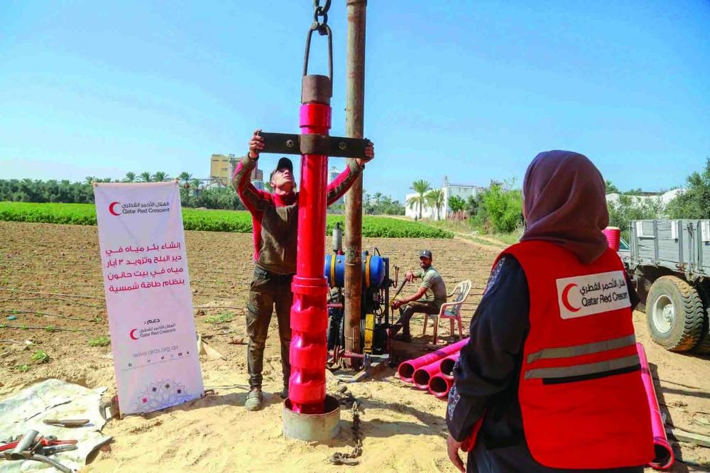 Water well set up at Deir Al-Balah.