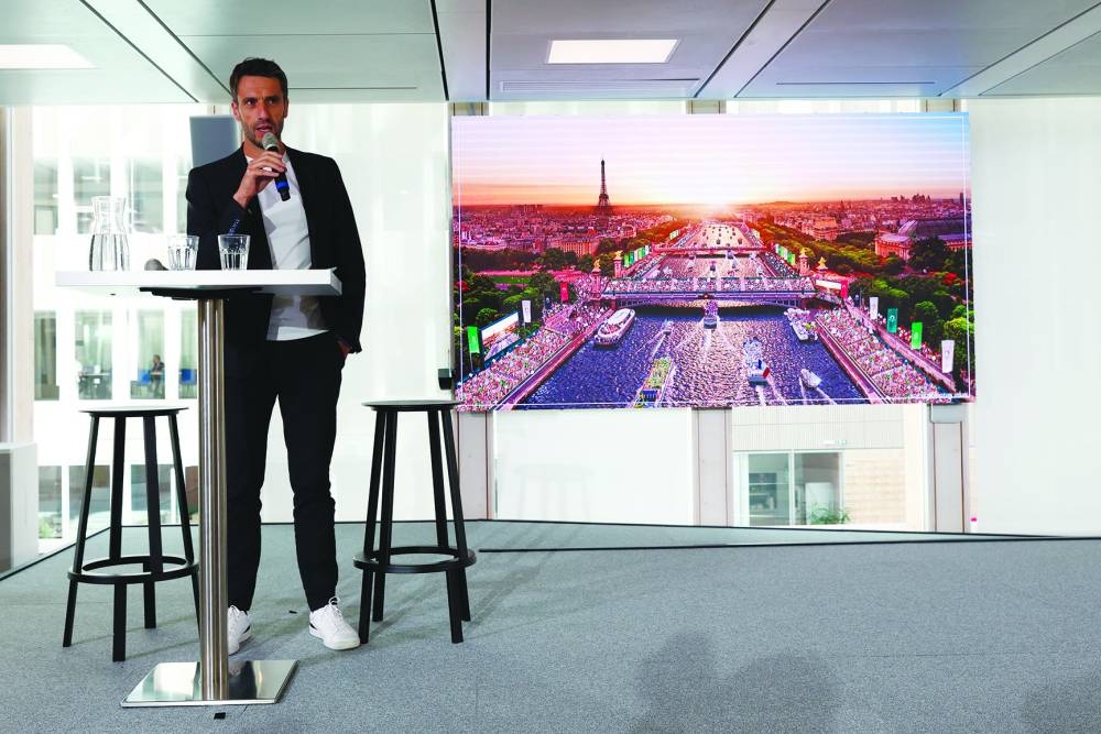 President of the Paris 2024 Organising Committee, Tony Estanguet, during a press conference in Paris, France, on Tuesday. (Reuters)