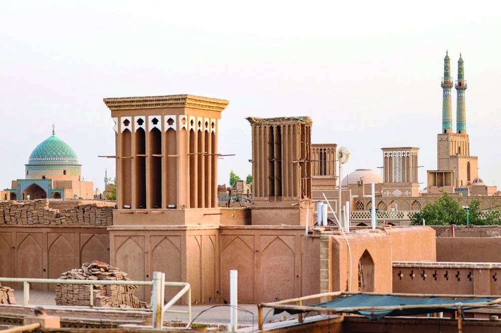 This picture shows a view of wind catchers in Iran's central city of Yazd. 