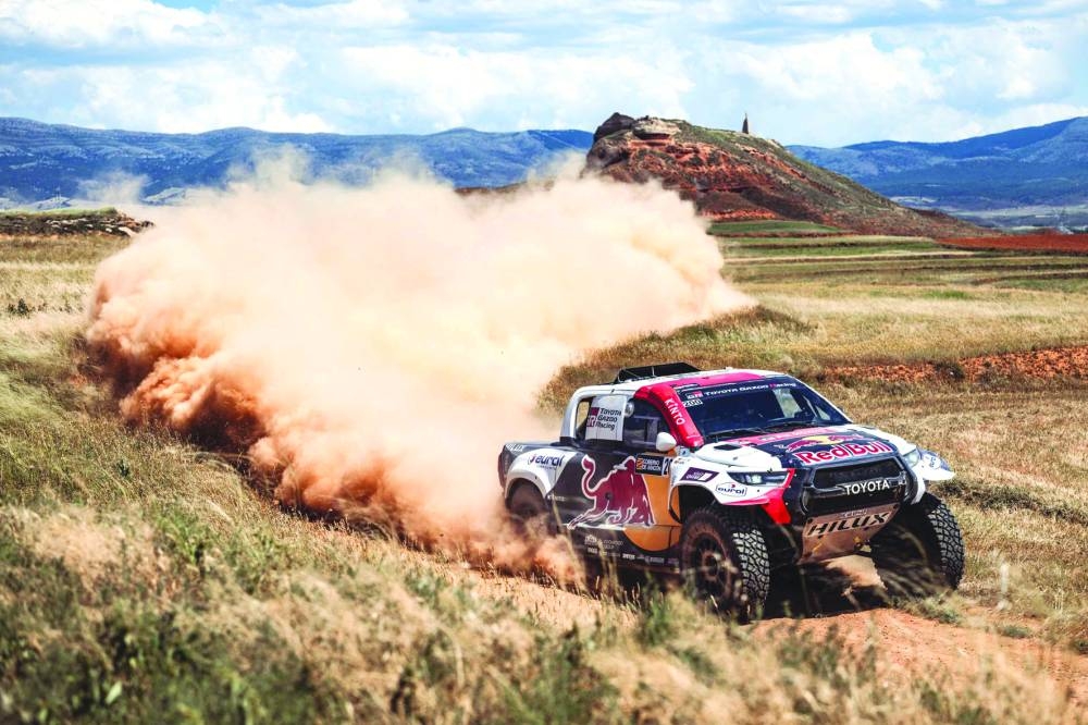 
Qatar’s Nasser Saleh al-Attiyah and his co-driver Mathieu Baumel in action during the Baja Spain Aragon, the fourth round of the FIA World Cup for Cross-Country Bajas. 