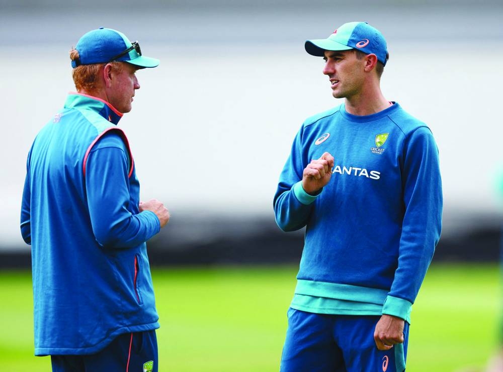 Australia head coach Andrew McDonald and captain Pat Cummins during practice session at the Oval in London. (Reuters)