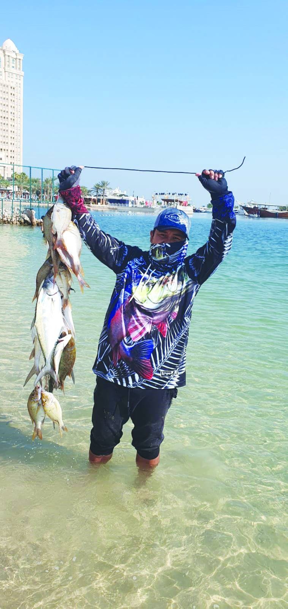 Showing off the day's catch.