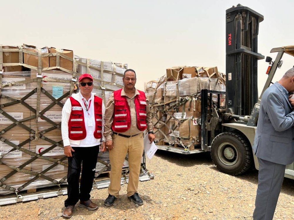 QRCS' humanitarian aid to Sudan transported to warehouses recently.