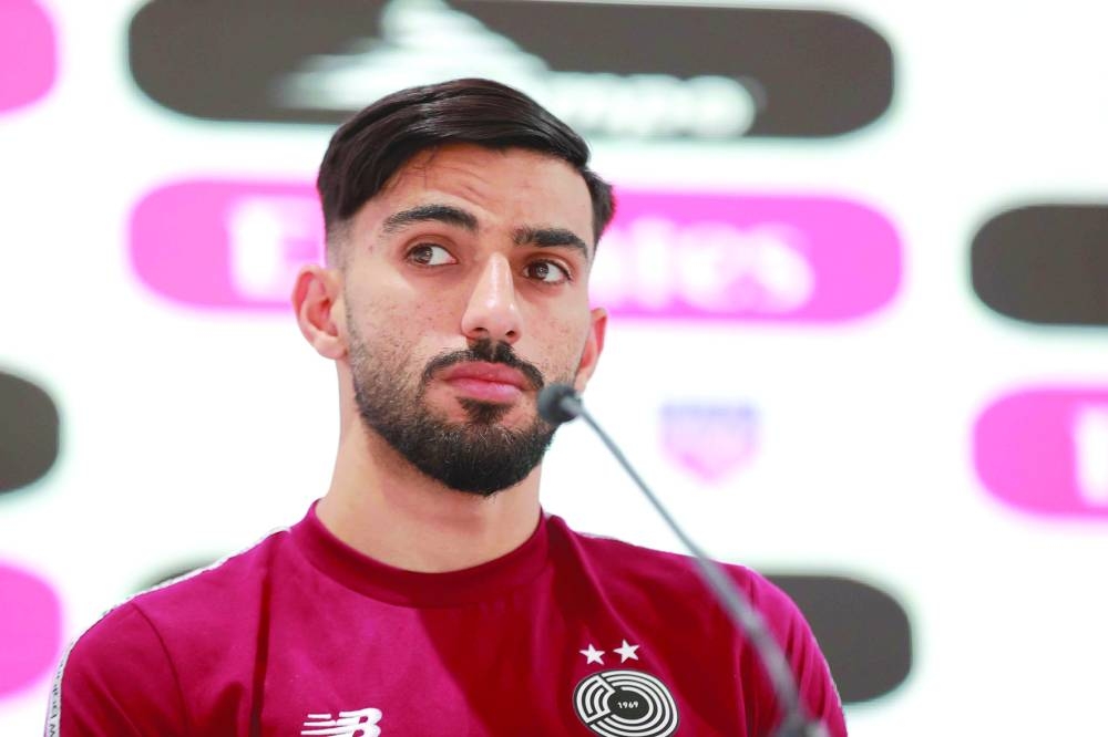 Al Sadd defender Tarek Salman at a press conference in Abha, Saudi Arabia, on Friday.
